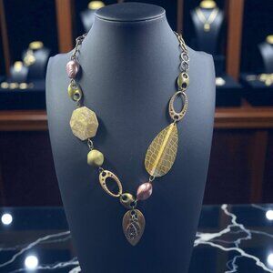 Chicos Statement Necklace Mixed Metals Art To Wear Bohemian Eclectic Vintage